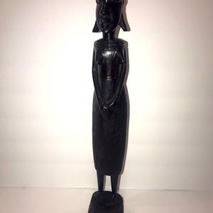 Vintage African Ebony Wood Semi-NudeWomen Carved Statue 14” sculpture Besmo